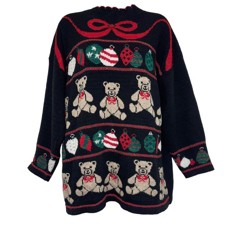 Vintage Nutcracker Pullover Sweater Womens L Teddy Bear Ugly Christmas Holiday - Picture 1 of 9